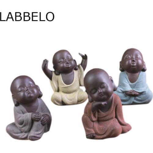 Tea pet Ceramic Lovely Buddha statues Monk Sand Tea Pet High Qulity Purple Tea Pet Tea Set Fitting Hand Decoration