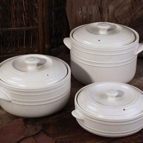 Ceramic Casserole Japanese White Round 2-6L Gas Cooker Cooking Pan Soup Pot Household Kitchen Supplies Cookware Saucepan