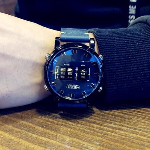 MEGIR 2020 New Luxury Quartz Watches Men Military Sport Roller Pointer Watch Man Fashion Stainless Steel Mesh Strap Wristwatch