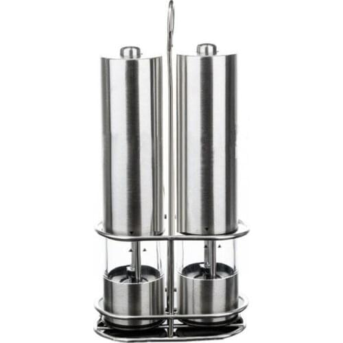 2 Pack Electric Pepper Salt Grinder Stainless Steel Automatic Herb Spice Electric Pepper Mills Salt Spice Grinder