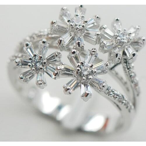 Micropave White Crystal Zircon 925 Sterling Silver Ring Size 7 8 9 A05