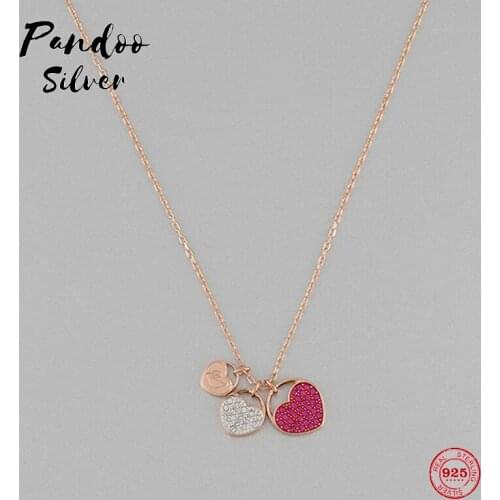 PANDOO Fashion Charm Pure 925 Silver Original 1:1 Copy, Romantic Sweet Love Exquisite Necklace Female Luxury Jewelry Gifts