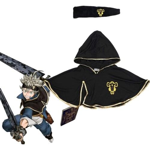 Black Clover Asta Cloak Headband Anime Cosplay Costume Headband + Shawl Halloween Party Costume Anime Cloak New