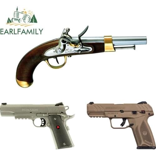 EARLFAMILY 13cm x 6.4cm for Pistol Personality Motorcycle Car Stickers Body for Car VAN Decoration Windshield Decals