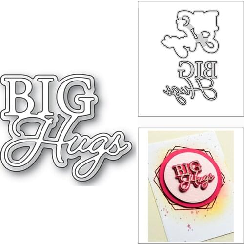 New 2021 Shadow Big Hugs Fancy Script Metal Cutting Dies for DIY Scrapbooking and Card Making Decor Embossing Craft No Stamps