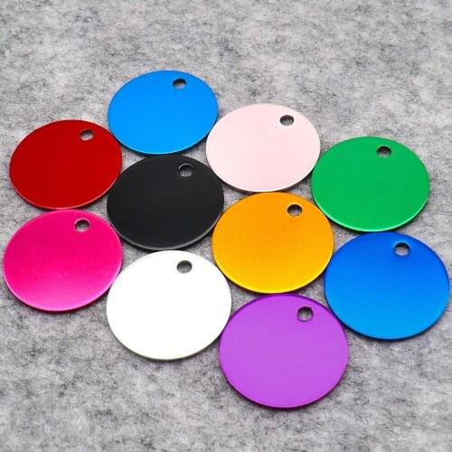 Wholesale 100Pcs Round ID Tag Aluminium Name Customized Blank Dog ID Tags Pendant Engraved Dog Pendants Note Wedding Tag as Gift