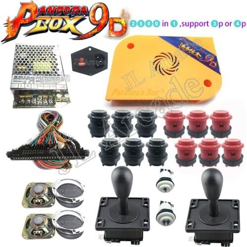 Pandora box 9D 2500 in 1 arcade versie jamma spelbord HDMI VGA DIY arcade ktis met joystick black cap knoppen luidsprekers slote