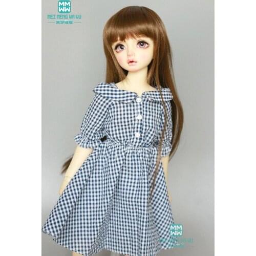 Fashion blue Plaid dress clothes for dolls fits 1/4 BJD dolls girl dress