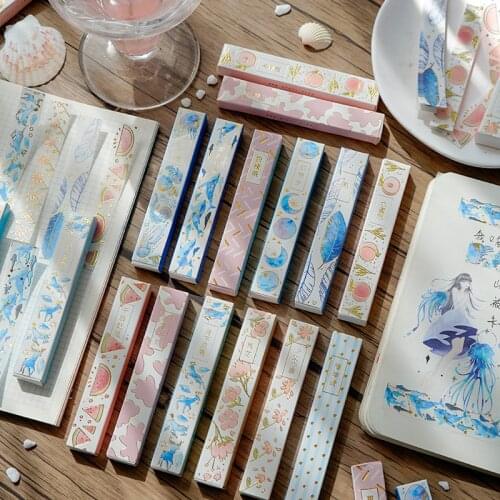 Strip Gilded Stickers Washi Tape Set Peach Creative Diary DIY Decorative Stickers Aesthetic Kawaii Cute Stationary Supplies
