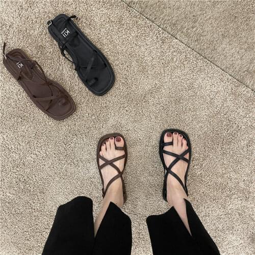 Women Sandals Ladies Shoes and Sandals Summer Cool New Design Clip Toe Cross Tied Female Shoe Square Heel Office Lady Sandal