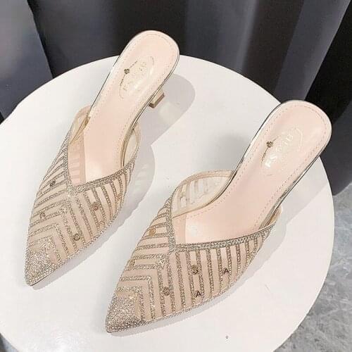 Ladies Mules Shoes Slippers Sewing Design Fashion Pointed Toe Sandals Slides Sexy Slip On Summer Slippers Comfortable Flip Flops