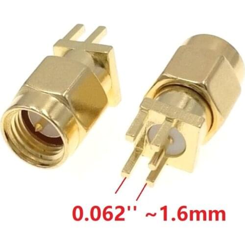 SMA Male PCB Edge Mount Solder 0.062'' RF Connector