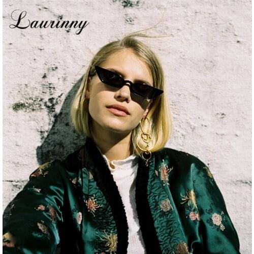 LAURINNY New Fashion Small Cat Eye Sunglasses Women 2021 Brand Design Vintage Narrow Rectangular Frame Cateye Sun Glasses UV400