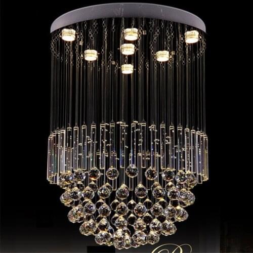 LED Flush Mount Modern Lustres Crystal Chandelier Lighting Fixtures Dia60*H100cm Foyer Lights Large Spiral Lamp For Livi