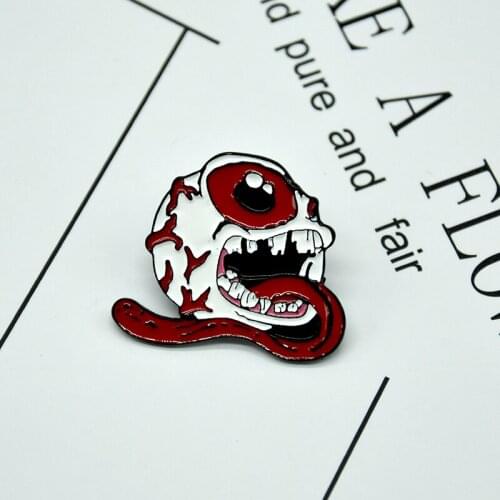 Horror Bloodshot Eye Badge Long Tongue Big Mouth Metal Enamel Brooch Fashion Gothic Pin Lapel Backpack Jewelry Gift