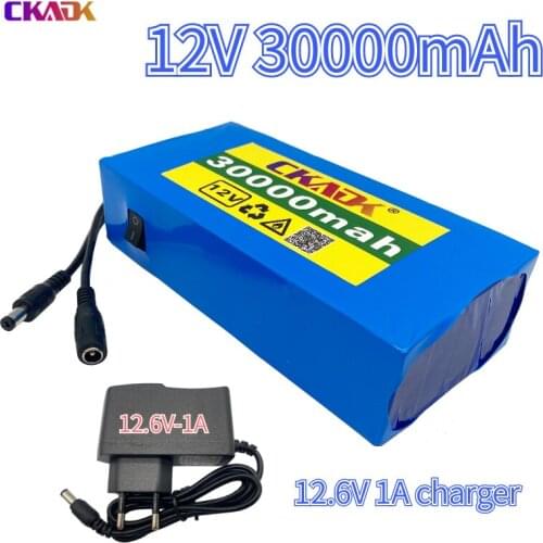 High Quality Super Rechargeable Portable Lithium-ion Battery DC 12V 30000mAh With US or EU Plug 12.6v 3.0Ah battery pack+charger