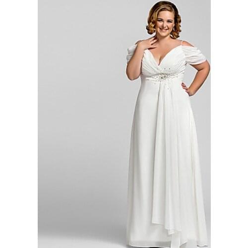 Wow Bridal Gorgeous White Plus Size Evening Dresses 2021 Chiffon Floor Length Mother of the Bride Dress