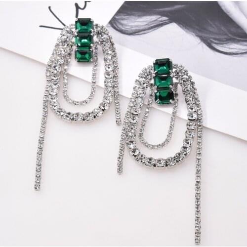 South Koreas New Style Long Tassel Multi-Level Exaggerated Earrings Color Gem Fashion Elegant Banquet Party Ear Jewelry Women