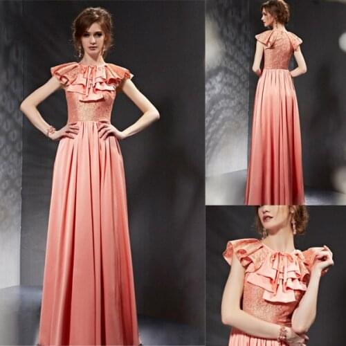 2015 Custom Made Pink Lace Pleat Vestido De Festa Curto Casamento Women Evening Dress For Party gowns cap sleeve free shipping