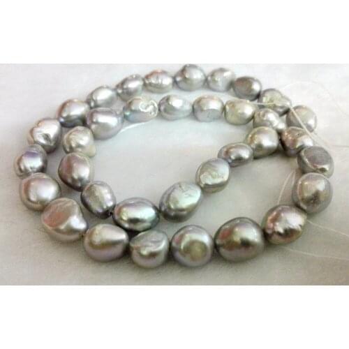 One Strands Real Pearl 10mm Bright Gray baroque Natural Freshwater Pearl loose beads 35cm 15