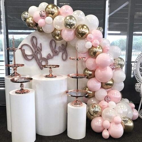 121pcs Pale Pink Balloon Garland Arch Kit Metal Gold White Party Balloons for Girl Baby Shower Birthday Bridal Party Decoration