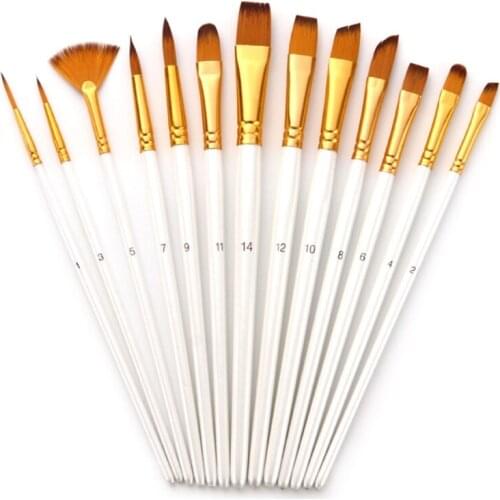 13pcs Nylon Hair Wooden Handle Watercolor Paint Brush Pen Set for DIY Oil Acrylic Painting Art Paint Brushes Supplies