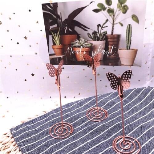 2Pcs/lot Romantic Butterfly Shape Wedding Place Card Holder Photo Metal Clip Table Stand Desktop Decor Memo Clips Message Clips