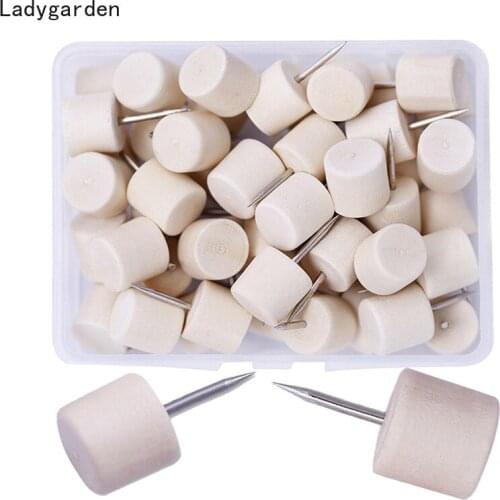 200PCS 8x20mm Wooden Drawing Photo Wall Studs Cork Board Pins Thumbtack Pushpin Painting Office School Supplies Cylindrical Nail
