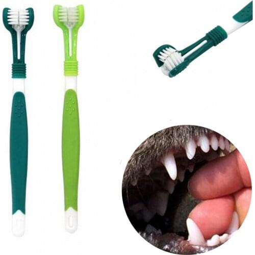 2020 New Pet Toothbrush Three Sided Dog Cat Toothbrush Addition Bad Breath Tartar Teeth Care Dog Cat Cleaning Mouth Pet Supplies