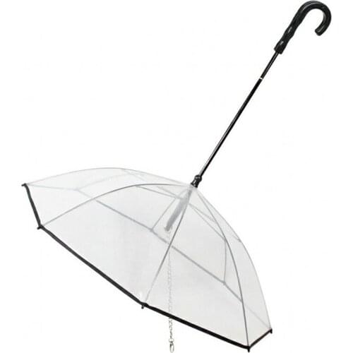 2021 New Pet Umbrellas Teddy Bear Dog Cat Long-handle Umbrella Rain Proof Transparent Waterproof Pet Outdoor Walking Supplies