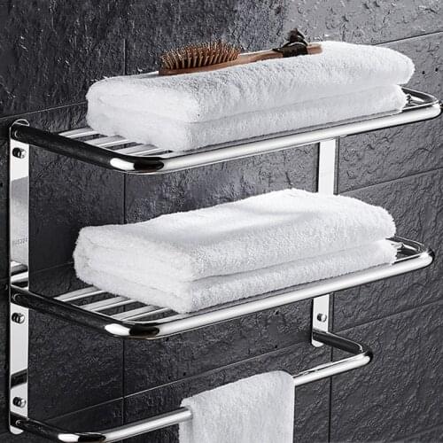 Sus 304 stainless steel bathroom shelf 3 layers square for cosmetic and shapoo bathroom towel rack hanger multi use bathroom set