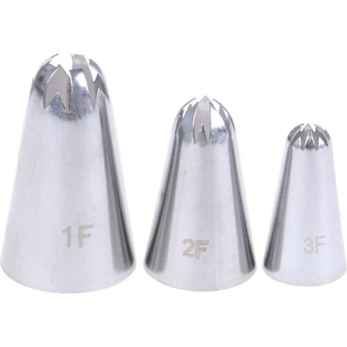 3pcs/set Big Size Cream Cake Icing Piping Russian Nozzles Pastry Tips Stainless Steel Fondant Cake Decorating Tools