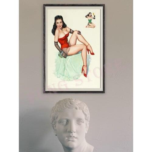 359 Vintage Beautiful Pin-up Girl Classic Picture Custom Silk Poster Home Deco Wall Art Christmas Gift