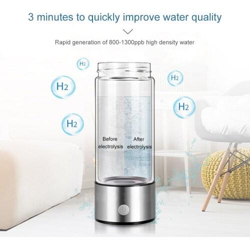 420ml Hydrogen Rich Water Generator Alkaline Rechargeable Energy Glass Bottle Anion Water Ionizer Anti Aging USB Healthy Cup
