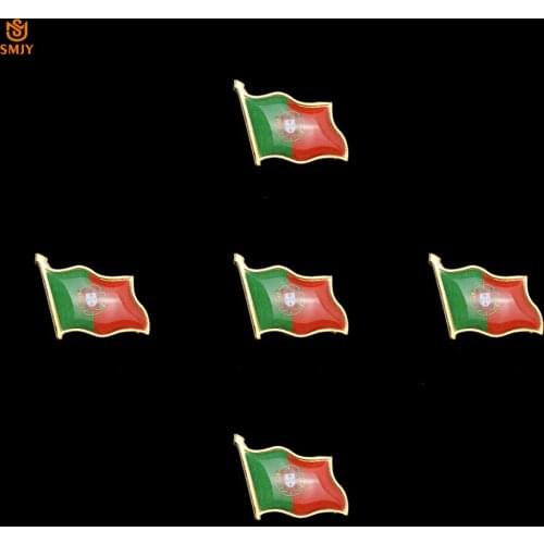 5PCS Portugal Flag Pin Lapel Metal Badge Backpack Tie Icon Decorative Brooch PIN-008