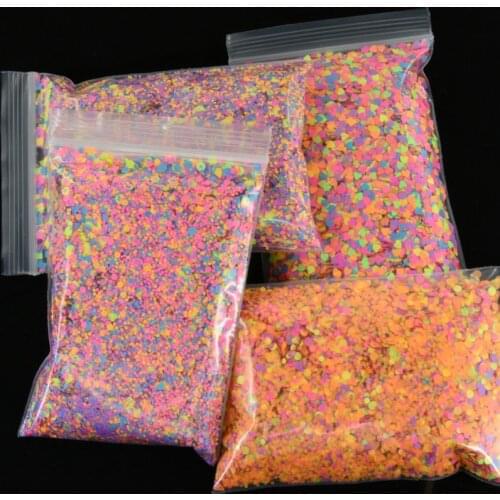 50g/bag Nail Flakes Mixed (Size,Color) 4 Style (Round Hexagon Square Heart-shape) Flake Nail Tips Art Glitter Fluorescence Flake
