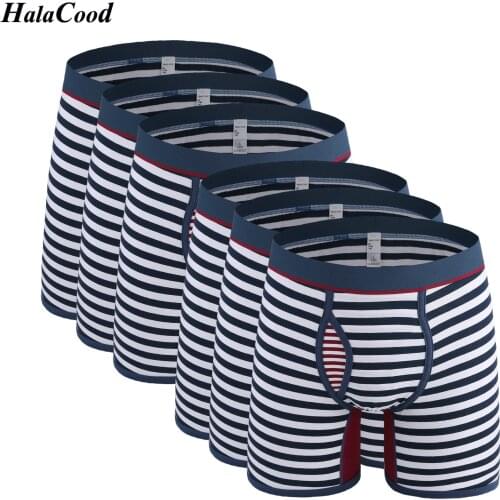 6Pcs/lot Quality Cotton Mens Long Boxer Shorts Brand Fashion Sexy Panties Male Underwear Men Shorts Man Plus Size 6XL Underpant