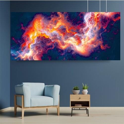 DDWW Large Size Black Red Flame Cloud Abstract Wall Picture Oil Painting for Living Room Canvas Modern Art Poster and Print