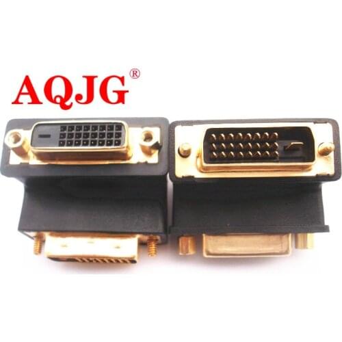 90 Degree Down Angle DVI 24+1 DVI-D Male to Female M/F Adapter Redirection Connector