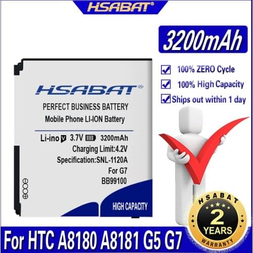 HSABAT New 3200mAh BB99100 Battery Use for HTC A8180 A8181 G5 G7 T8188 T9188 NEXUS ONE HTC Desire HTC Bravo etc Phones