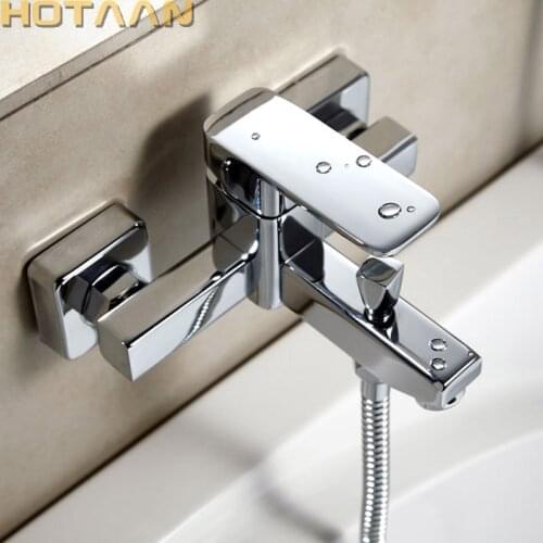 Free shipping Polished Chrome Finish New Wall Mounted Waterfall Bathroom Bathtub Handheld Shower Tap Mixer Faucet YT-5326