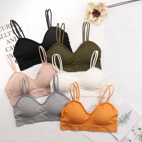2019 New Seamless Bra Women Beauty Back Solid Color Striped Wire Free Cotton Padded Stretchy Comfortable Bralette