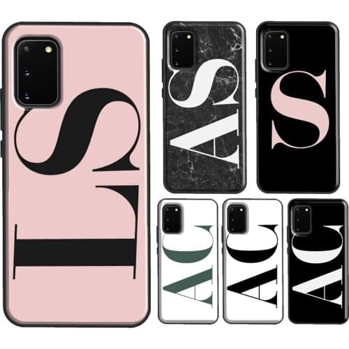 Large pink initials black background Case For Samsung S20 FE S8 S9 S10 Plus For Galaxy S21 Ultra Note 20 Note 10 Plus Cover