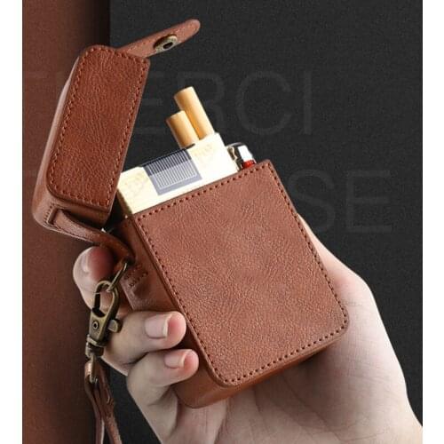 Classic Leather Cigarette Case Lanyard Smoking Gadget Holder Storage Container 20Pcs Best European Gift for Men Lover
