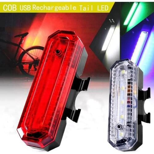 COB LED Bicycle Bike Cycling Rear Tail Light USB Rechargeable 4 Modes with USB Charging Line Bicycle Accessories Bike LED