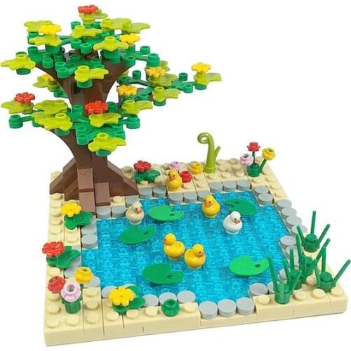 City Flowers Plants Duck Farm Parts MOC Building Blocks Bricks Accessories Swimming Pool Block Assemble Toys DIY Children Gift