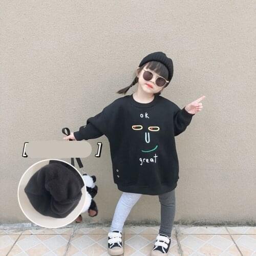 Toddler Kids Sweatshirts Autumn Winter Baby Boys Girls Fashion Print Hoodies Child Plus Velvet Warm Pullovers Toddler Clothes