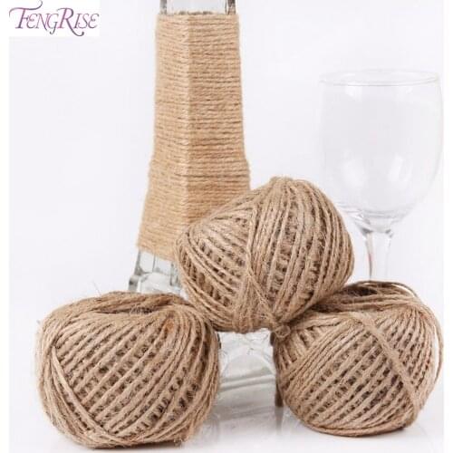 FENGRISE Rustic Wedding Decoration Burlap Jute Twine Natural Sisal Rope Floral Twisted Tags Cord Jute Twine Rustic Wrap Gift