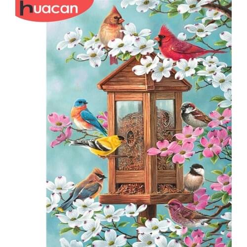 HUACAN Full Drill Diamond Embroidery Painting Bird Handicraft Sale 5D Diamond Painting Animal Mosaic Flower Home Decoration