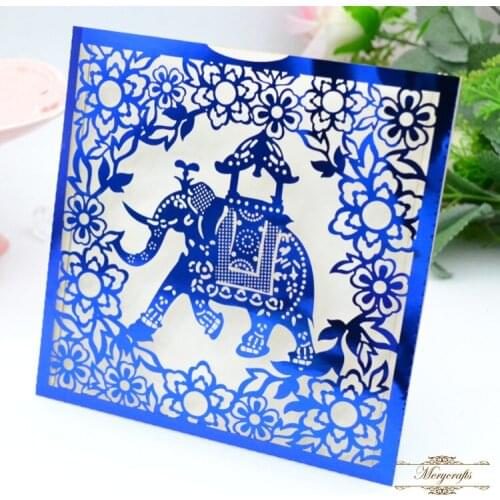 MR083 Indian customized unique elephant laser cut wedding invitations